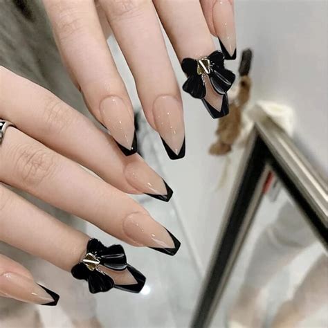 black french tips coffin nails|black french tip nails designs.